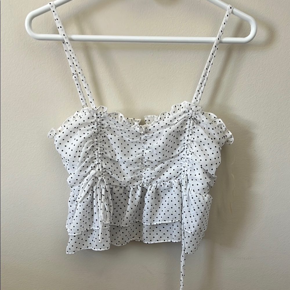 White Polka Dot Women's Top